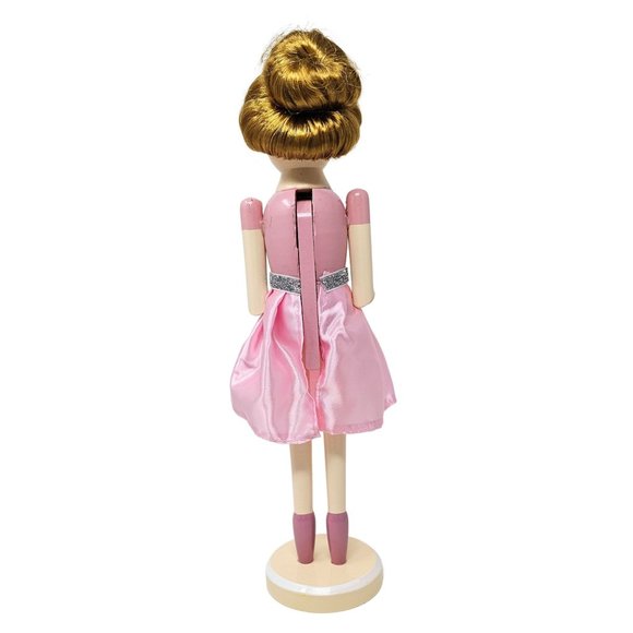 Ballerina Dancer with Tiara Pink 14" Wood Nutcracker - Christmas Gift - Picture 3 of 4